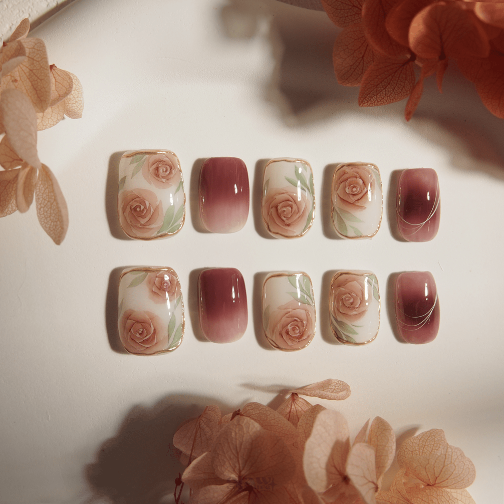 Regal Rose - Handmade Press on Nails by Clawcreature - Handmade Press - on Nails