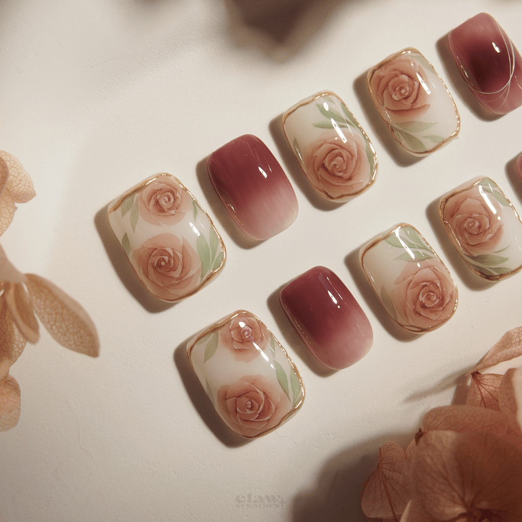Regal Rose - Handmade Press on Nails by Clawcreature - Handmade Press - on Nails