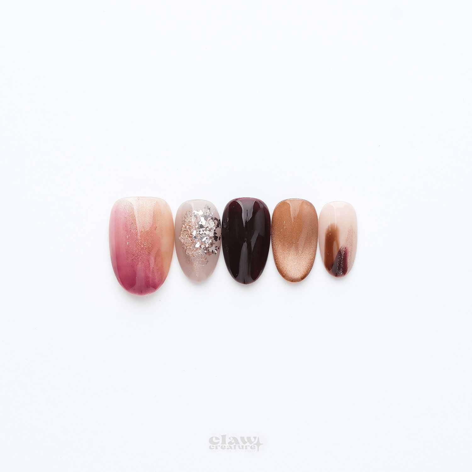 Rose and Gold - Handmade Press on Nails by Clawcreature - Handmade Press - on Nails