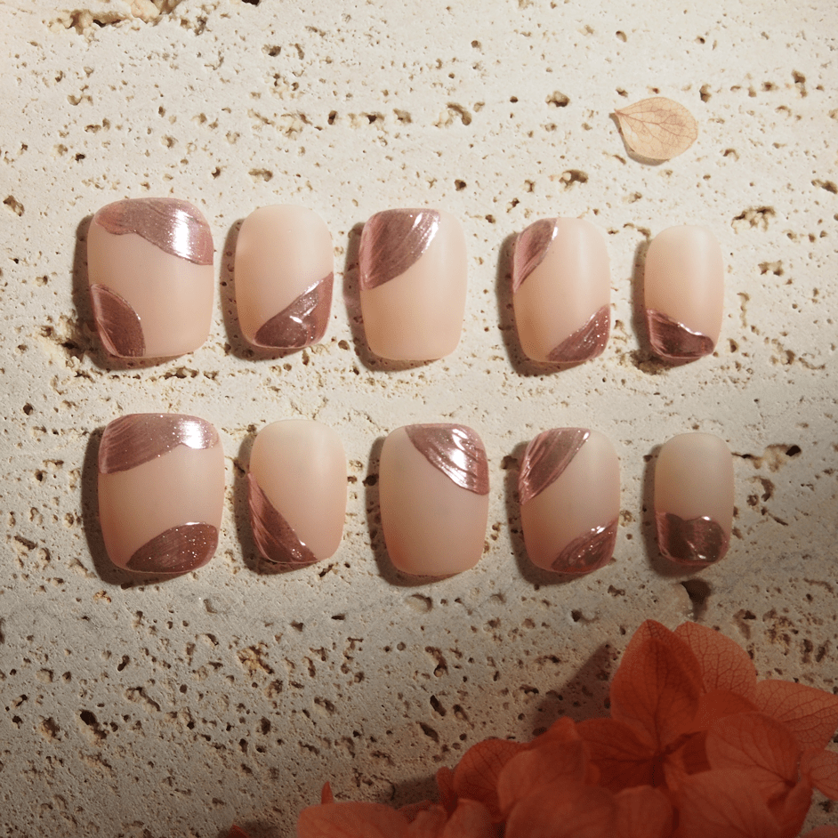 Rose Pink Elegance - Handmade Press on Nails by Clawcreature - Handmade Press - on Nails