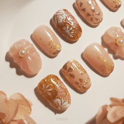 Rosy Bloom - Handmade Press on Nails by Clawcreature - Handmade Press - on Nails