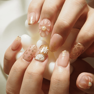 Rosy Bloom - Handmade Press on Nails by Clawcreature - Handmade Press - on Nails