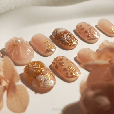 Rosy Bloom - Handmade Press on Nails by Clawcreature - Handmade Press - on Nails