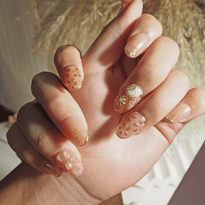 Rosy Bloom - Handmade Press on Nails by Clawcreature - Handmade Press - on Nails