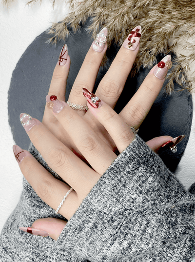 Ruby Wonderland - Handmade Press on Nails by Clawcreature - Handmade Press - on Nails