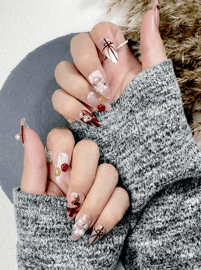 Ruby Wonderland - Handmade Press on Nails by Clawcreature - Handmade Press - on Nails
