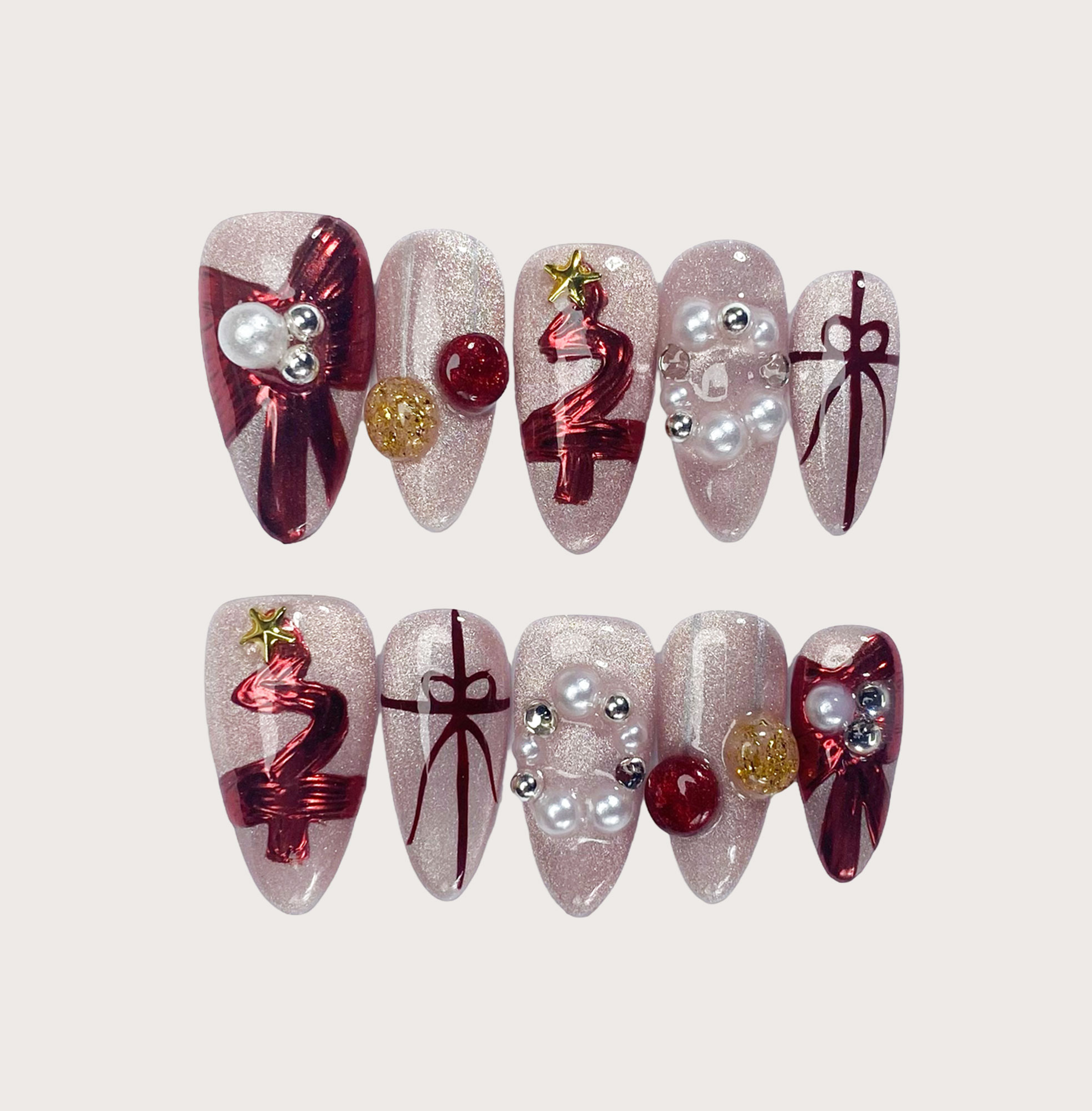 Ruby Wonderland - Handmade Press on Nails by Clawcreature - Handmade Press - on Nails