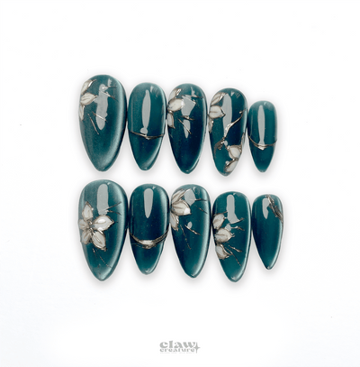 Sapphire Bloom - Handmade Press on Nails by Clawcreature - Handmade Press - on Nails