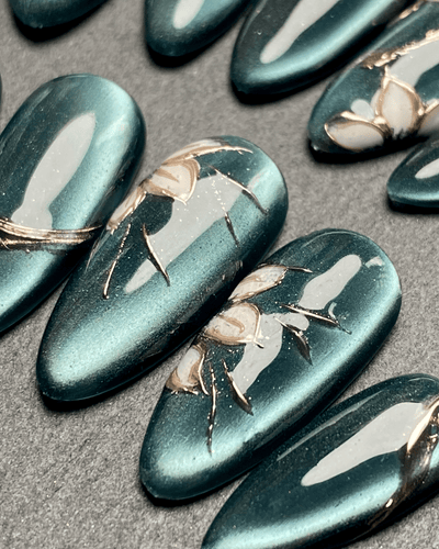 Sapphire Bloom - Handmade Press on Nails by Clawcreature - Handmade Press - on Nails