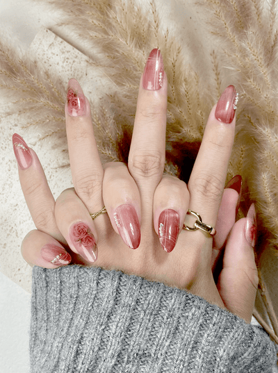 Scarlet Bloom - Handmade Press on Nails by Clawcreature - Handmade Press - on Nails