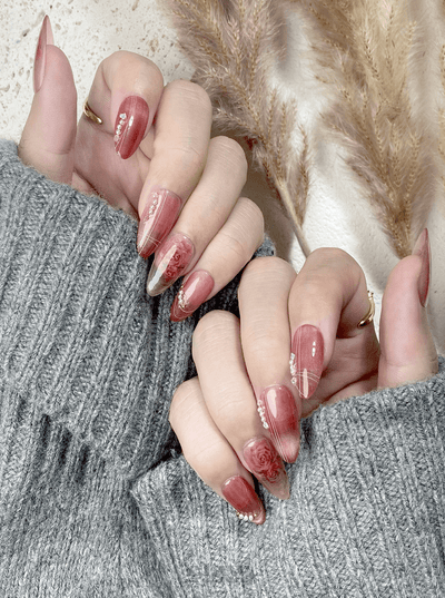 Scarlet Bloom - Handmade Press on Nails by Clawcreature - Handmade Press - on Nails