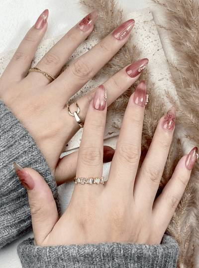 Scarlet Bloom - Handmade Press on Nails by Clawcreature - Handmade Press - on Nails