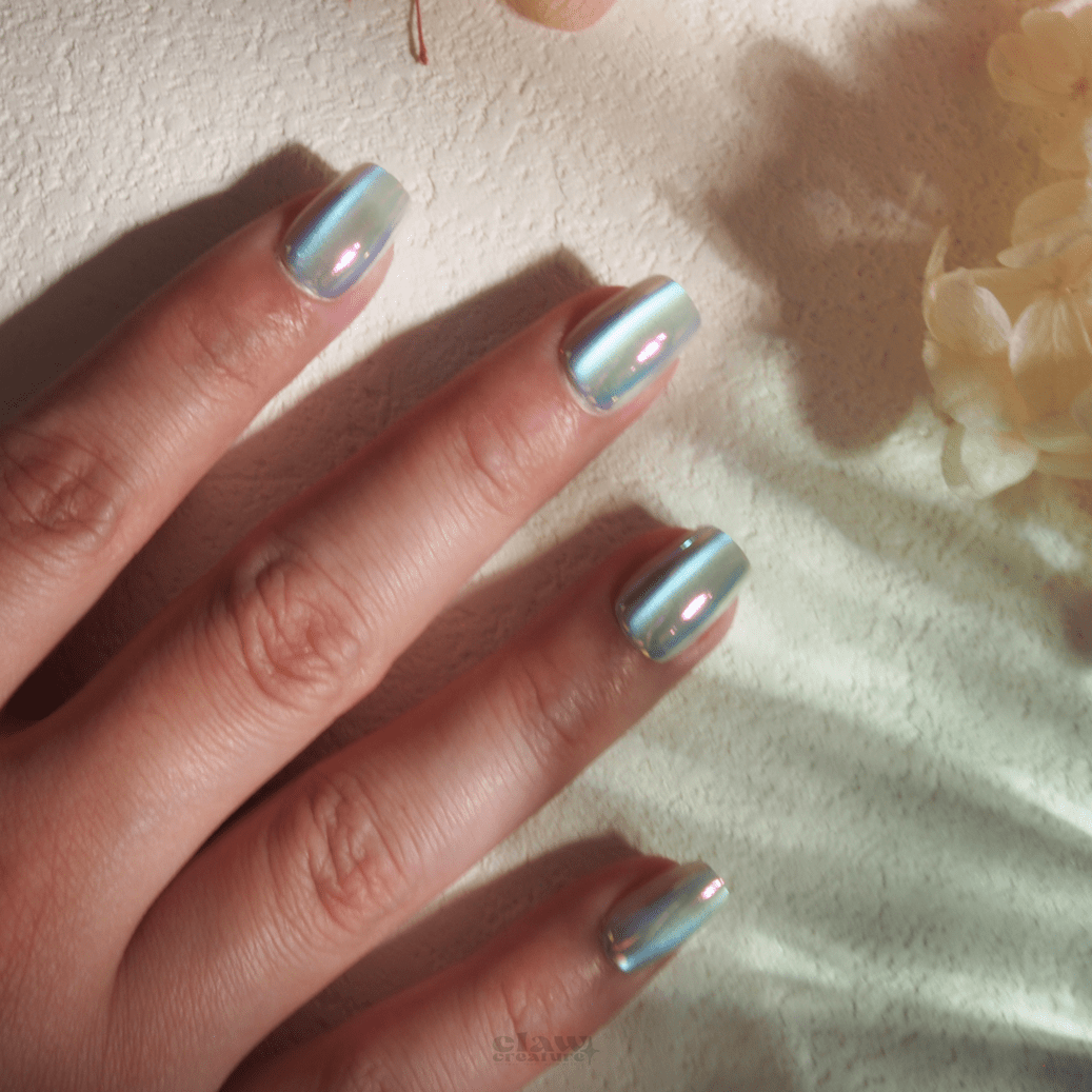 Sea Breeze Iridescent - Handmade Press on Nails by Clawcreature - Handmade Press - on Nails