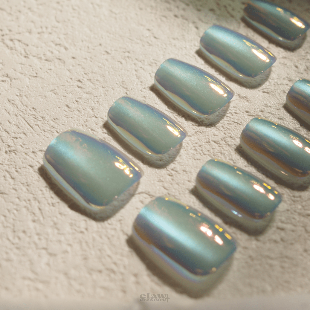 Sea Breeze Iridescent - Handmade Press on Nails by Clawcreature - Handmade Press - on Nails