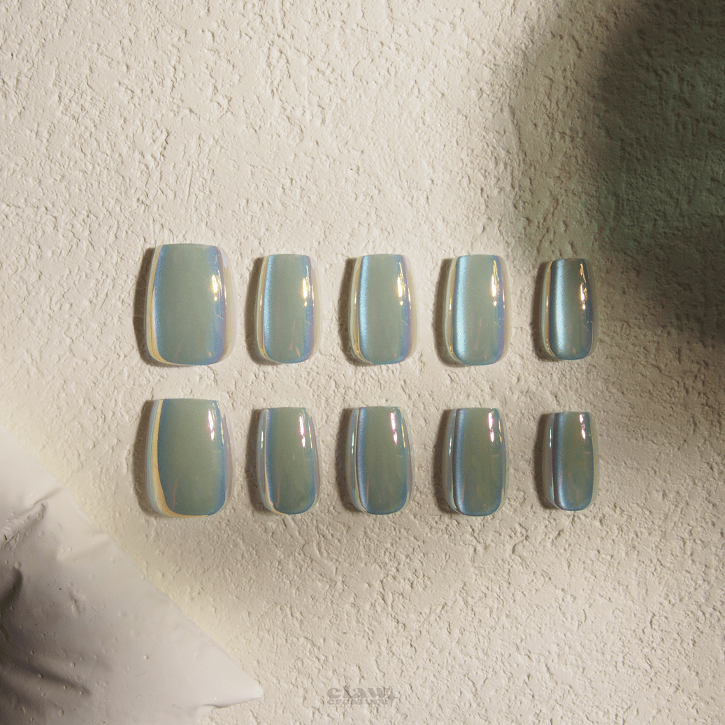 Sea Breeze Iridescent - Handmade Press on Nails by Clawcreature - Handmade Press - on Nails