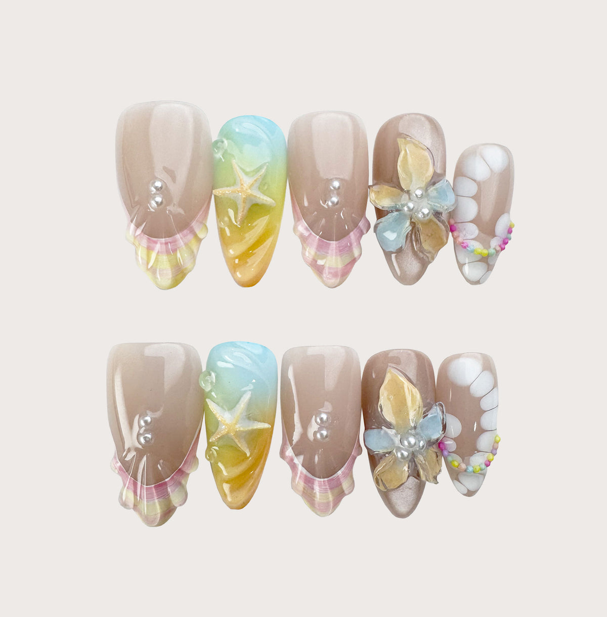 Seashell Dream - Handmade Press on Nails by Clawcreature - Handmade Press - on Nails