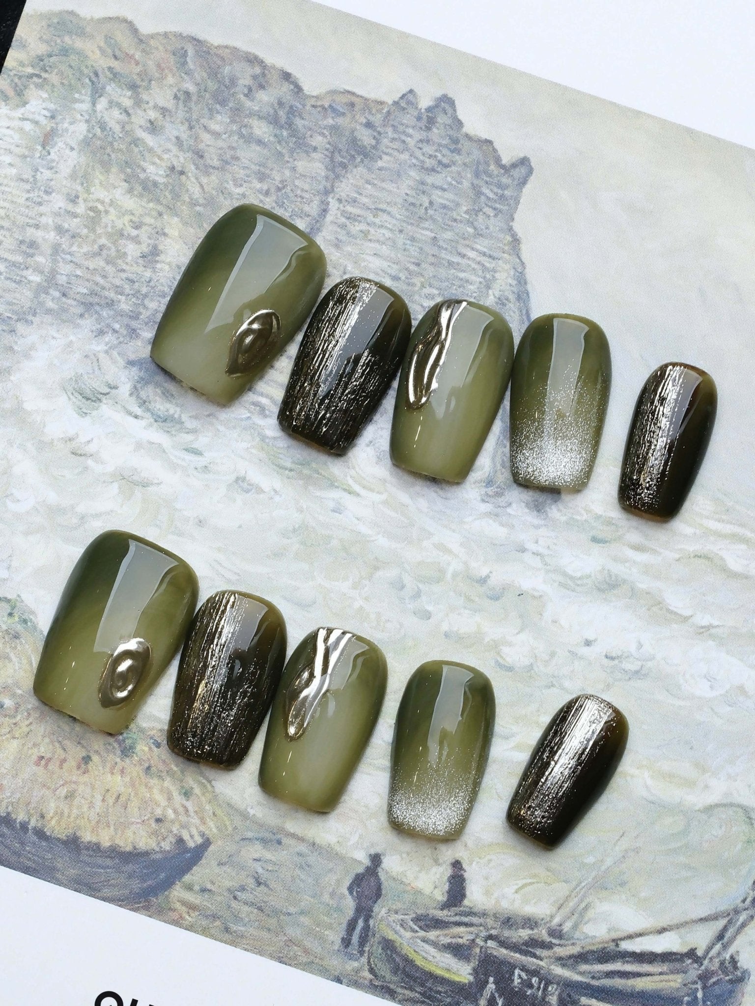 Secret Forest - Handmade Press on Nails by Clawcreature - Handmade Press - on Nails