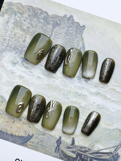 Secret Forest - Handmade Press on Nails by Clawcreature - Handmade Press - on Nails