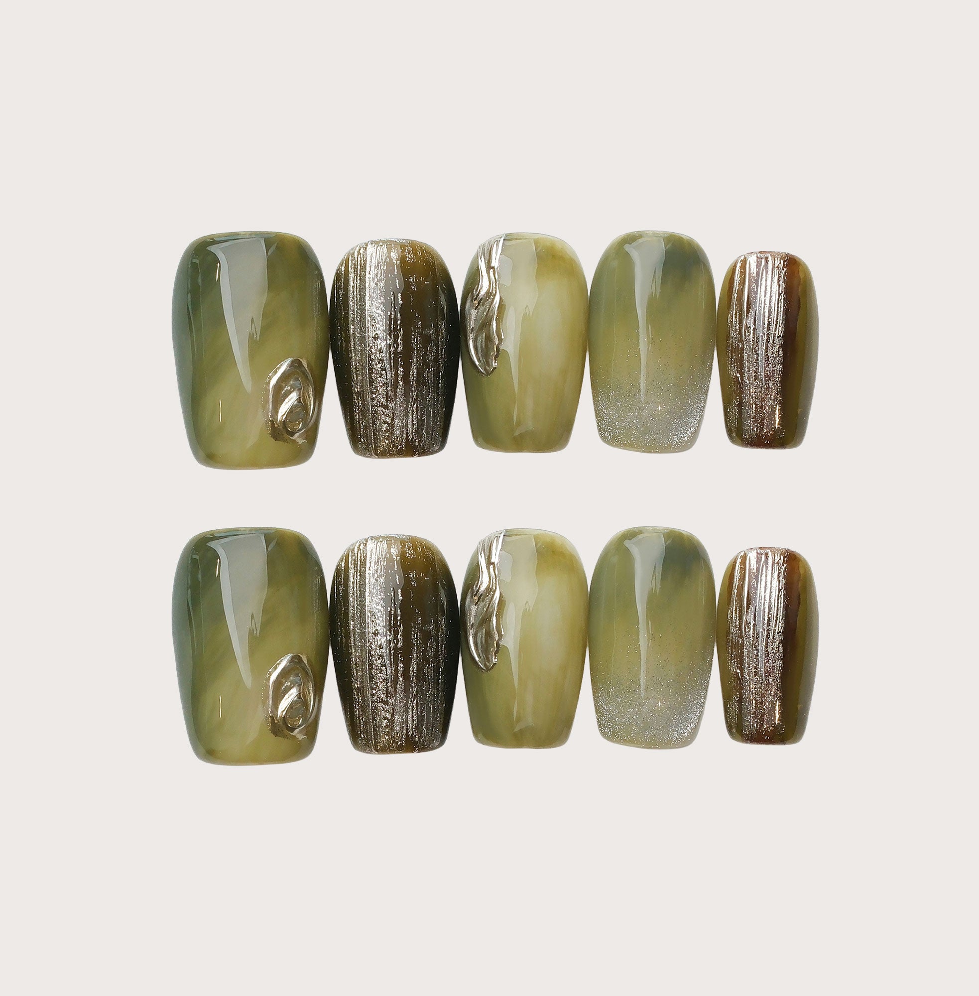 Secret Forest - Handmade Press on Nails by Clawcreature - Handmade Press - on Nails