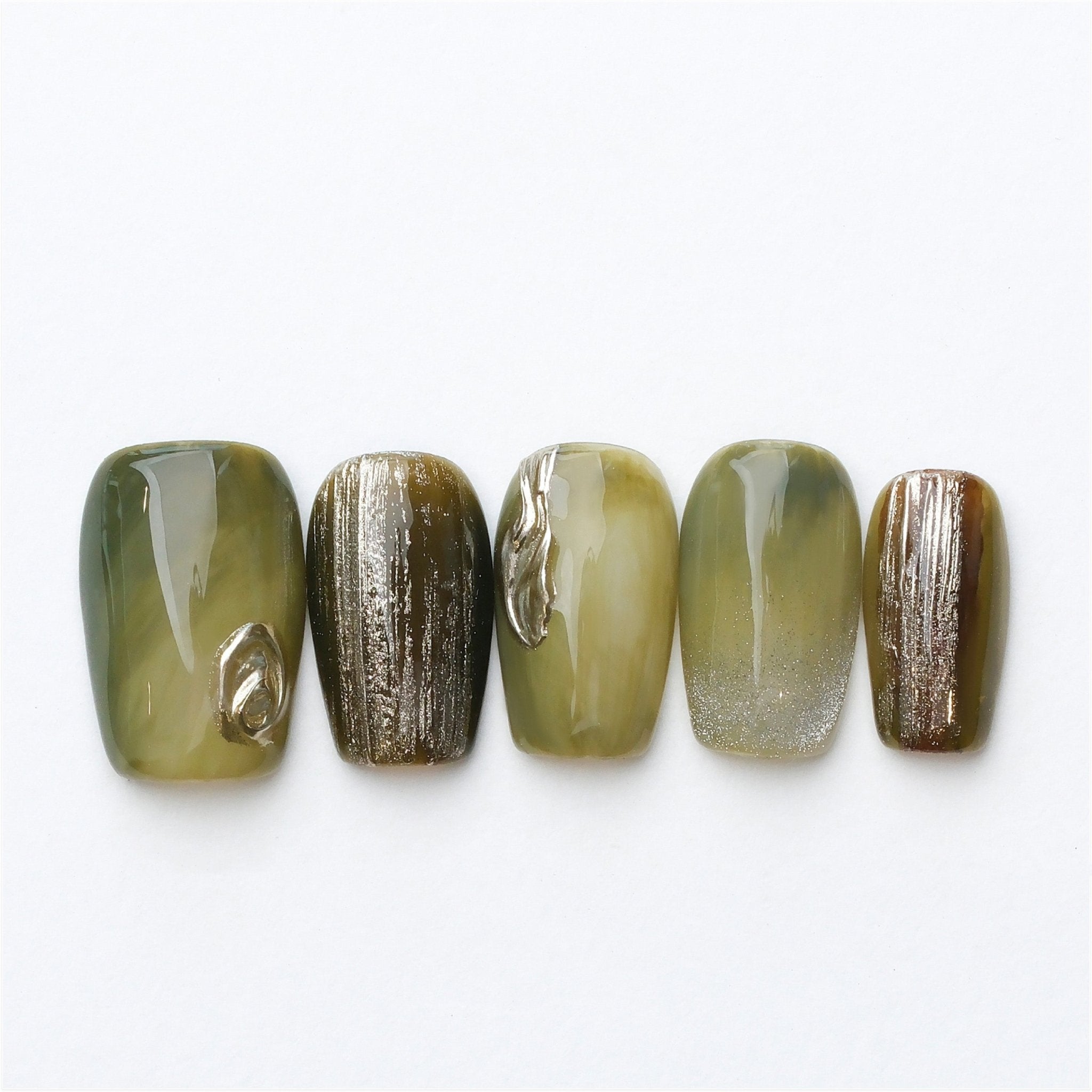 Secret Forest - Handmade Press on Nails by Clawcreature - Handmade Press - on Nails