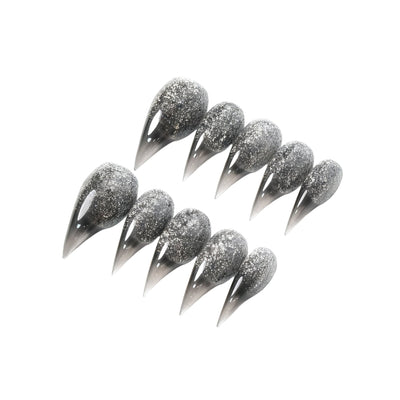 Silver Fang - Handmade Press on Nails by Clawcreature - Handmade Press - on Nails