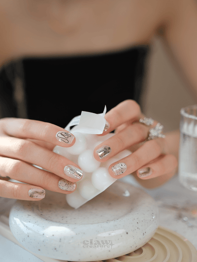 Silver Halo - Handmade Press on Nails by Clawcreature - Handmade Press - on Nails
