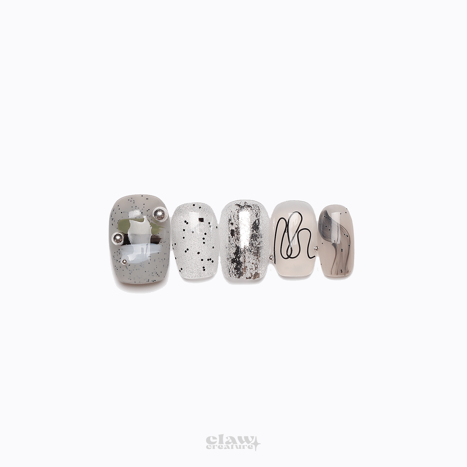 Silver Halo - Handmade Press on Nails by Clawcreature - Handmade Press - on Nails