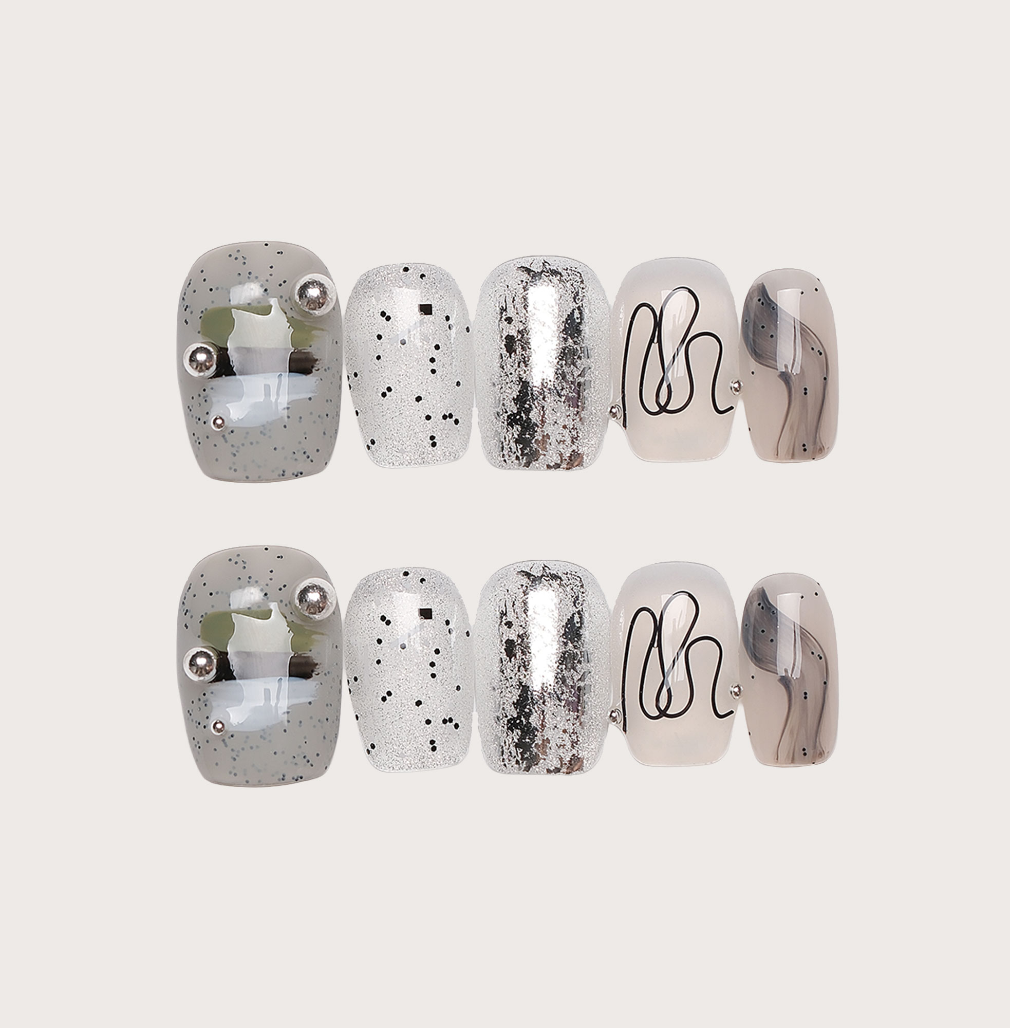 Silver Halo - Handmade Press on Nails by Clawcreature - Handmade Press - on Nails