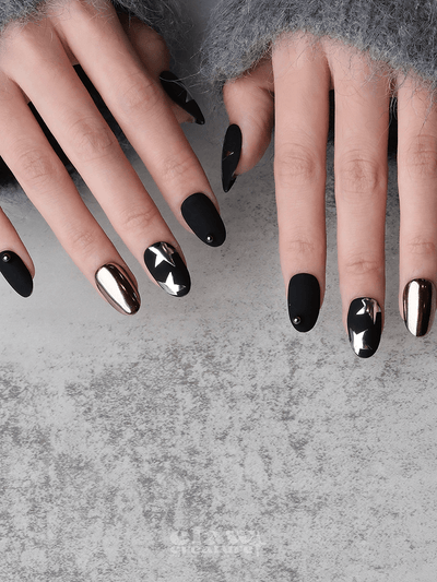 Silver Star - Handmade Press on Nails by Clawcreature - Handmade Press - on Nails