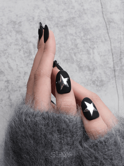 Silver Star - Handmade Press on Nails by Clawcreature - Handmade Press - on Nails