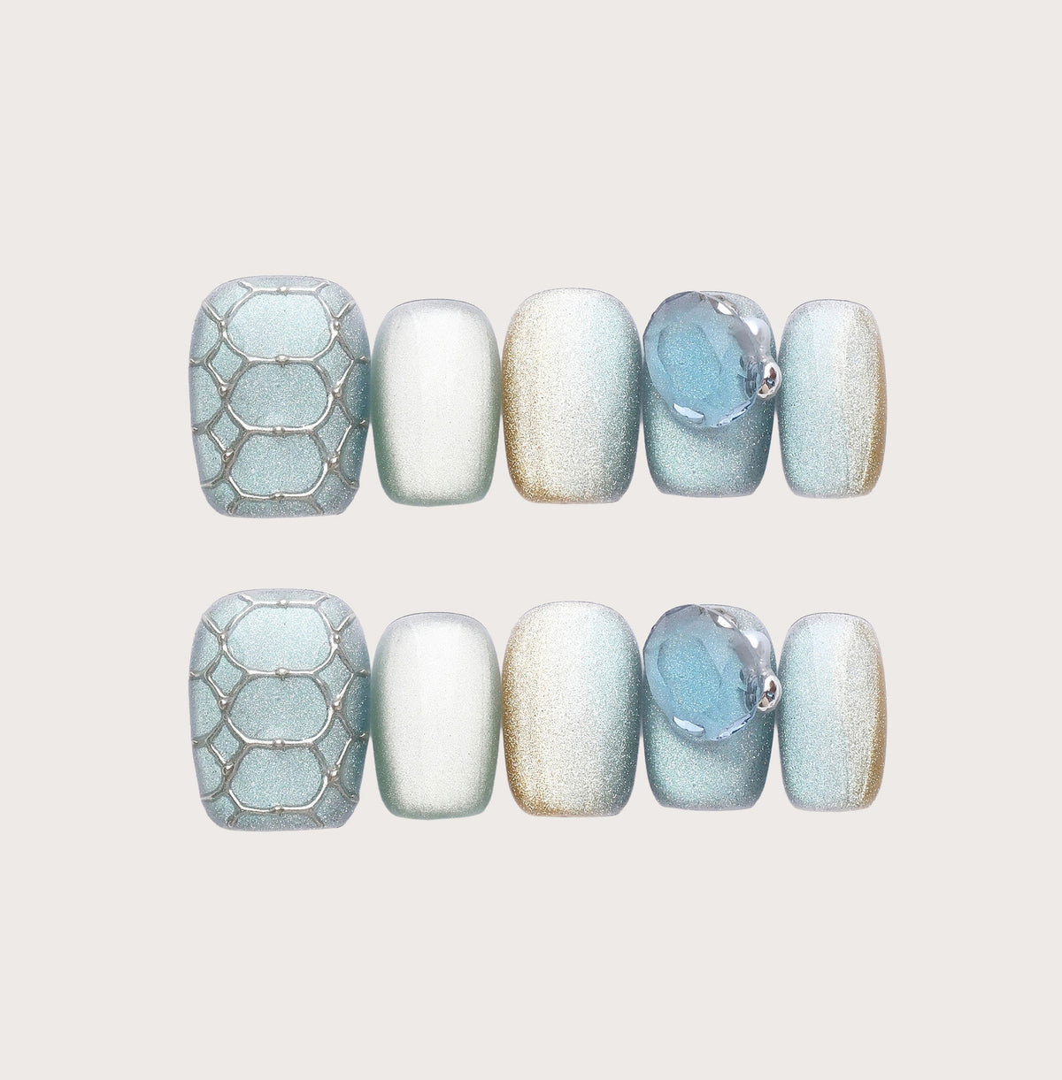 Siren of Mermaid - Handmade Press on Nails by Clawcreature - Handmade Press - on Nails