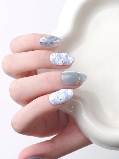 Sky Whisper - Handmade Press on Nails by Clawcreature - Handmade Press - on Nails