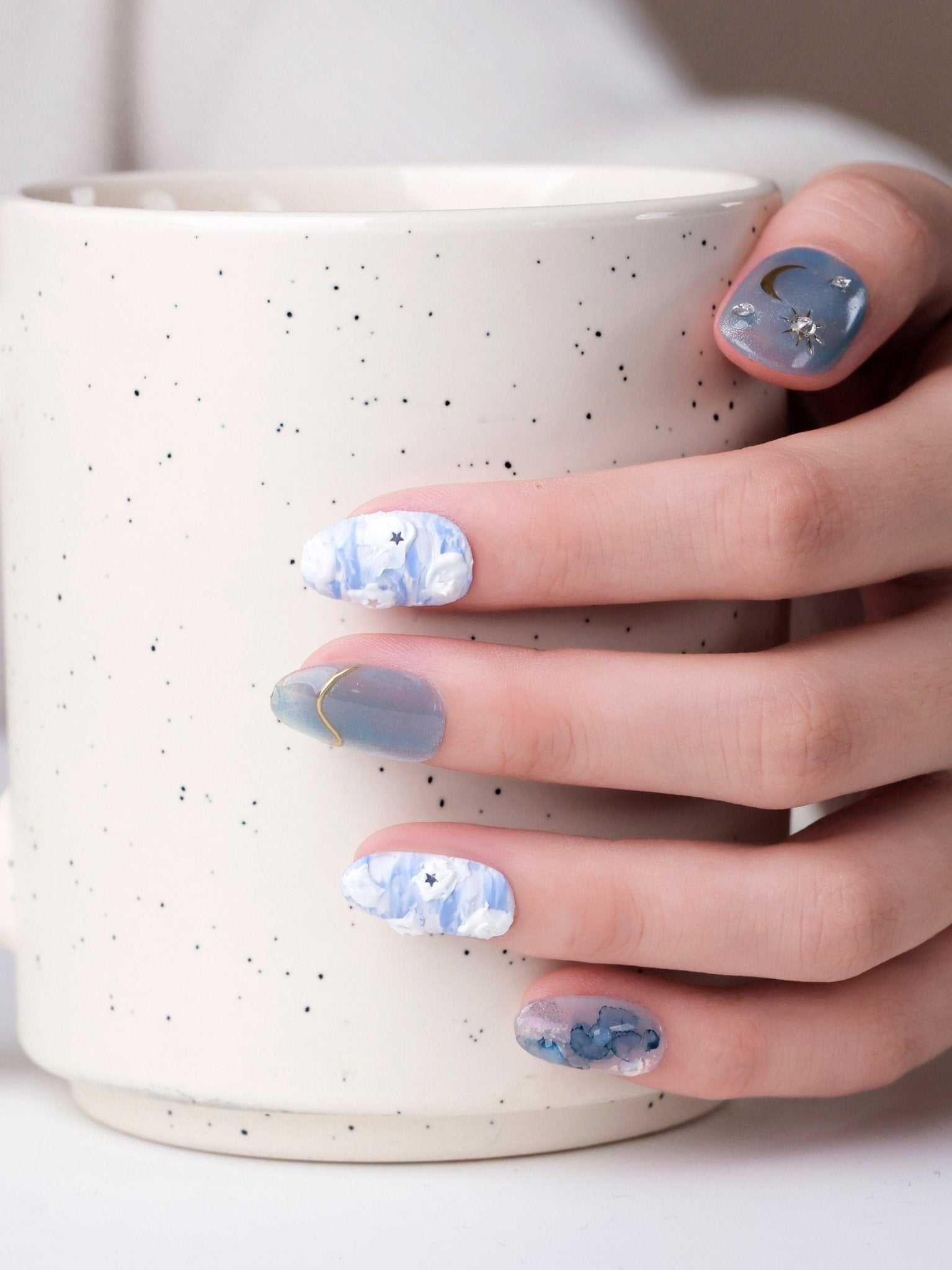 Sky Whisper - Handmade Press on Nails by Clawcreature - Handmade Press - on Nails