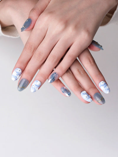 Sky Whisper - Handmade Press on Nails by Clawcreature - Handmade Press - on Nails