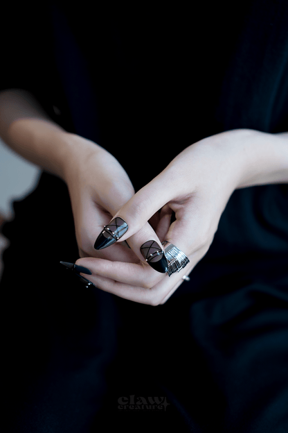 Smoke and Silk - Handmade Press on Nails by Clawcreature - Handmade Press - on Nails
