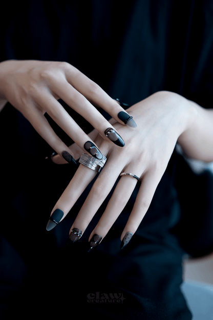 Smoke and Silk - Handmade Press on Nails by Clawcreature - Handmade Press - on Nails