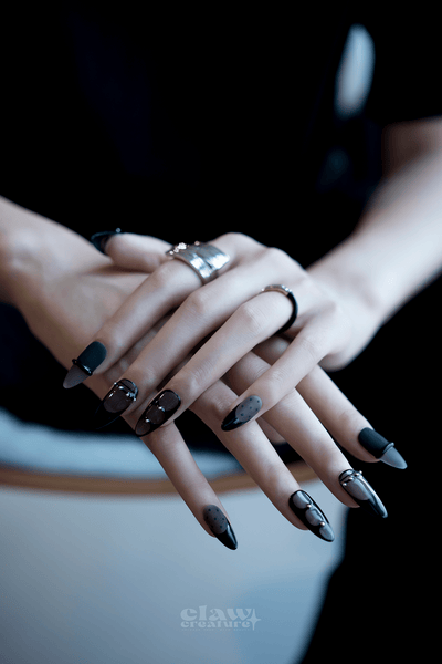 Smoke and Silk - Handmade Press on Nails by Clawcreature - Handmade Press - on Nails