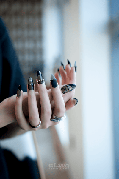Smoke and Silk - Handmade Press on Nails by Clawcreature - Handmade Press - on Nails