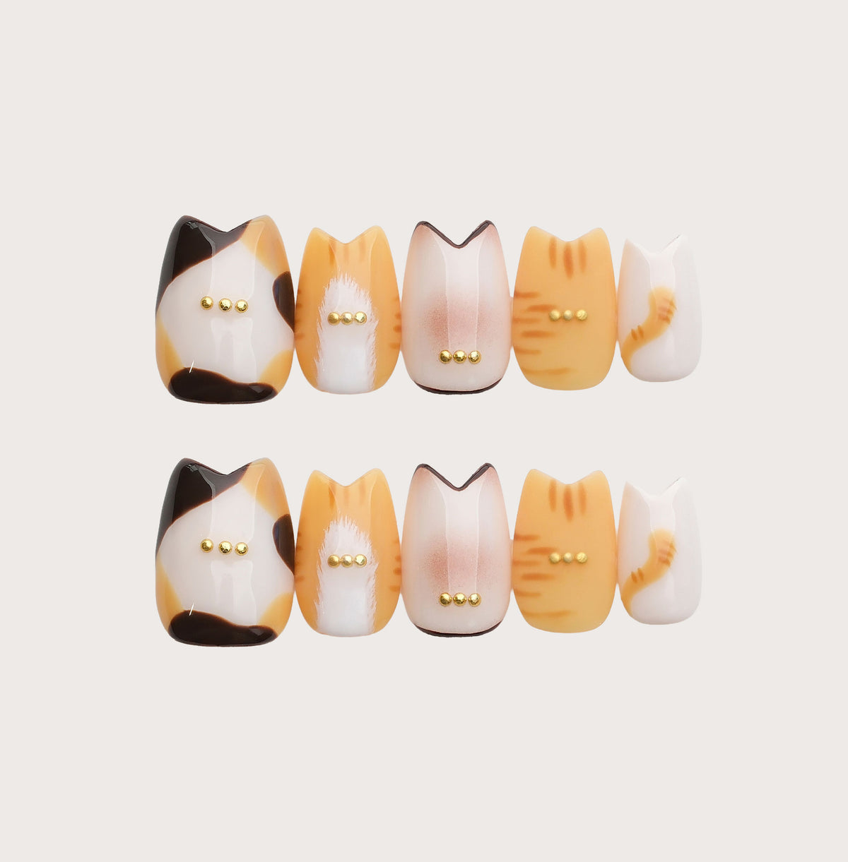 Sophie the Cat - Handmade Press on Nails by Clawcreature - Handmade Press - on Nails