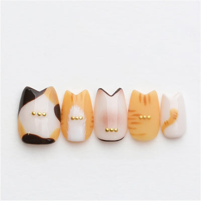 Sophie the Cat - Handmade Press on Nails by Clawcreature - Handmade Press - on Nails