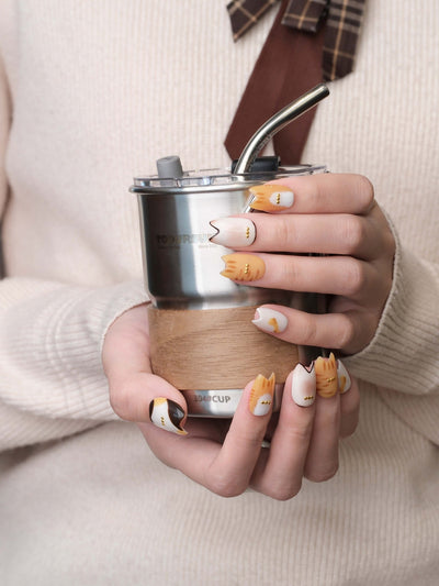 Sophie the Cat - Handmade Press on Nails by Clawcreature - Handmade Press - on Nails