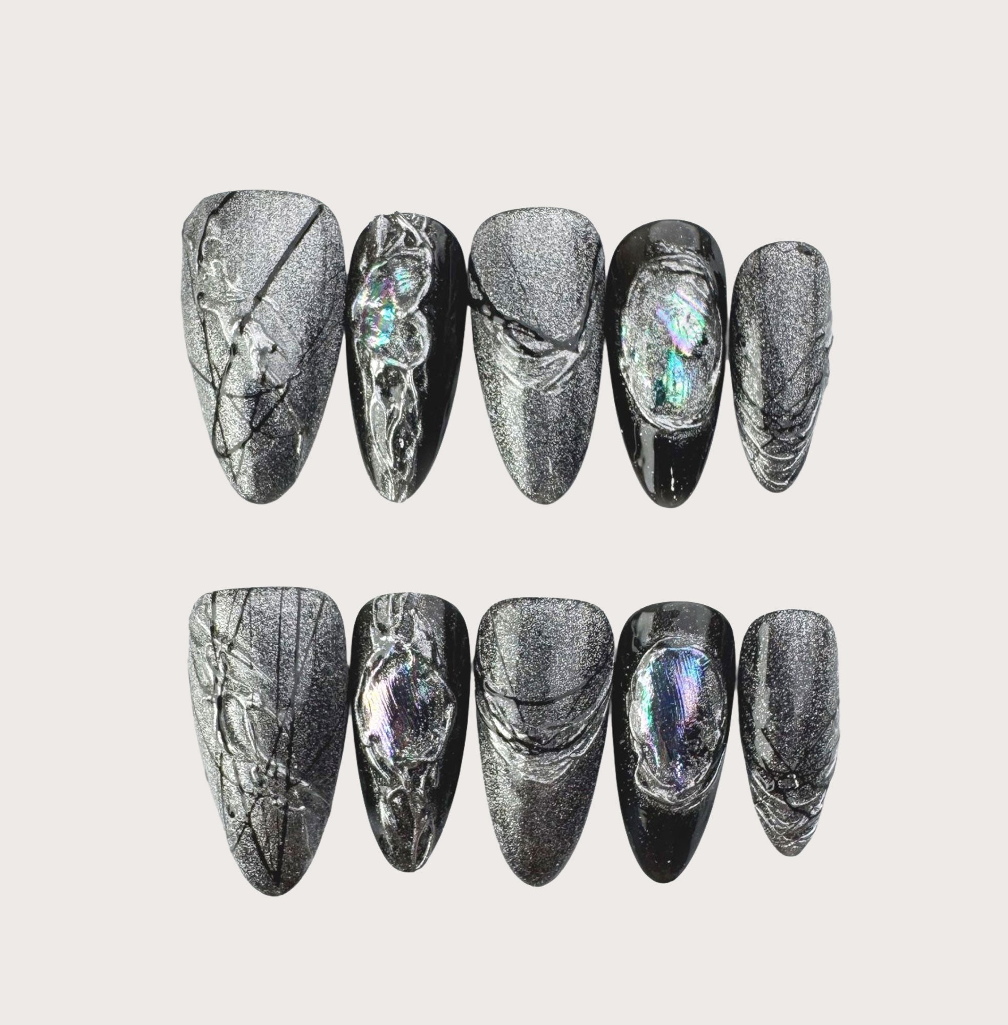 Space Eclipse - Handmade Press on Nails by Clawcreature - Handmade Press - on Nails