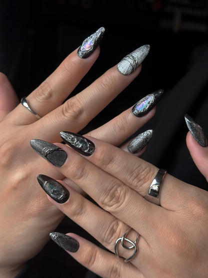 Space Eclipse - Handmade Press on Nails by Clawcreature - Handmade Press - on Nails