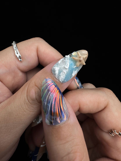 Starry Reef - Handmade Press on Nails by Clawcreature - Handmade Press - on Nails