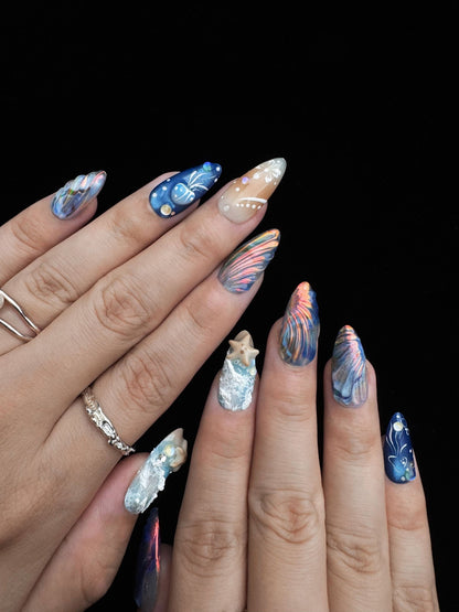 Starry Reef - Handmade Press on Nails by Clawcreature - Handmade Press - on Nails