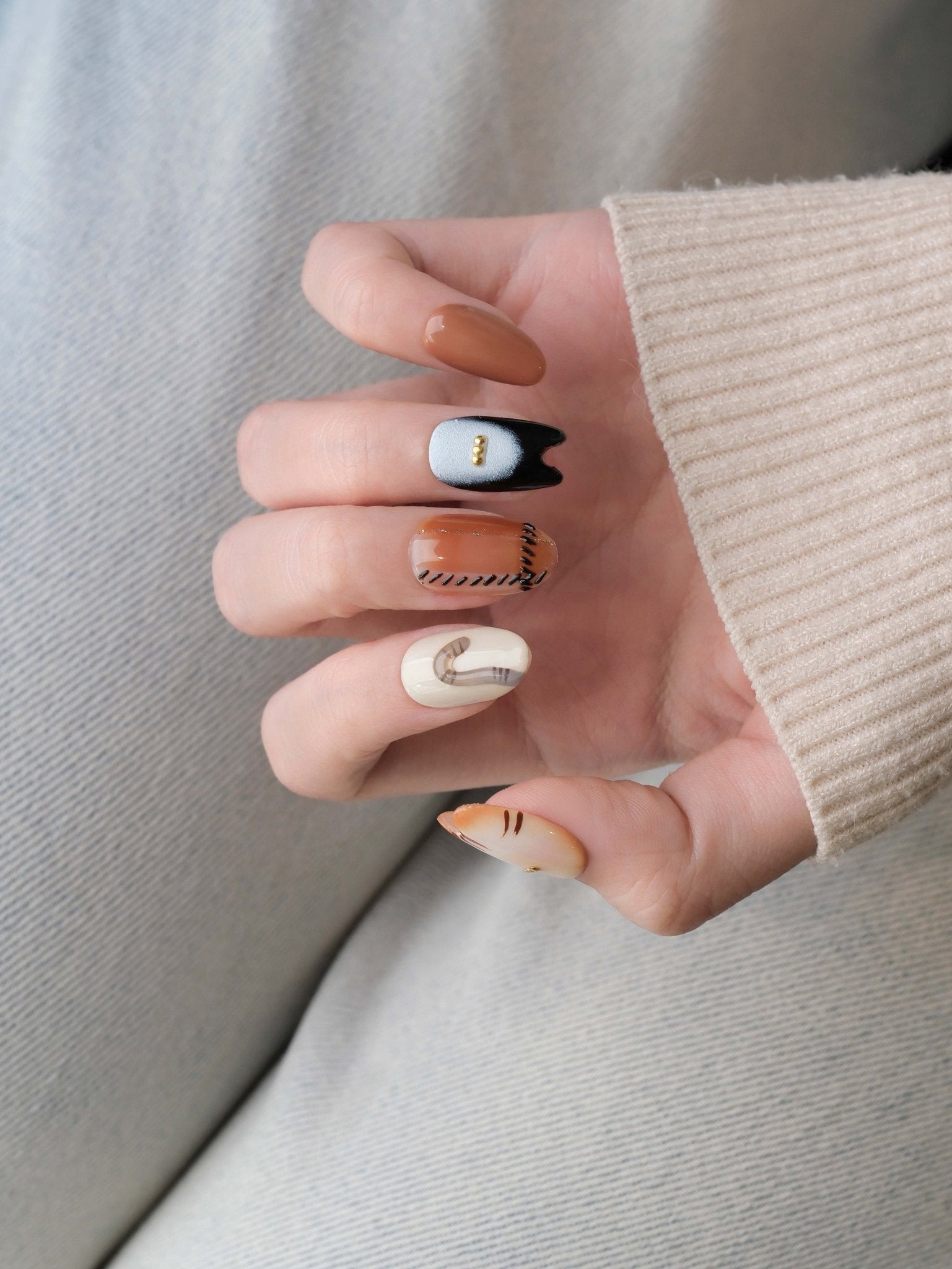 Stitch the Cat - Handmade Press on Nails by Clawcreature - Handmade Press - on Nails