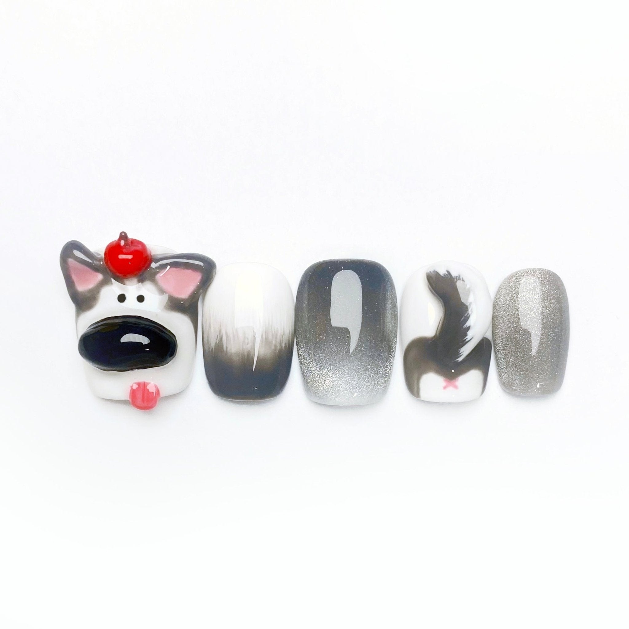 Storm the Husky - Handmade Press on Nails by Clawcreature - Handmade Press - on Nails