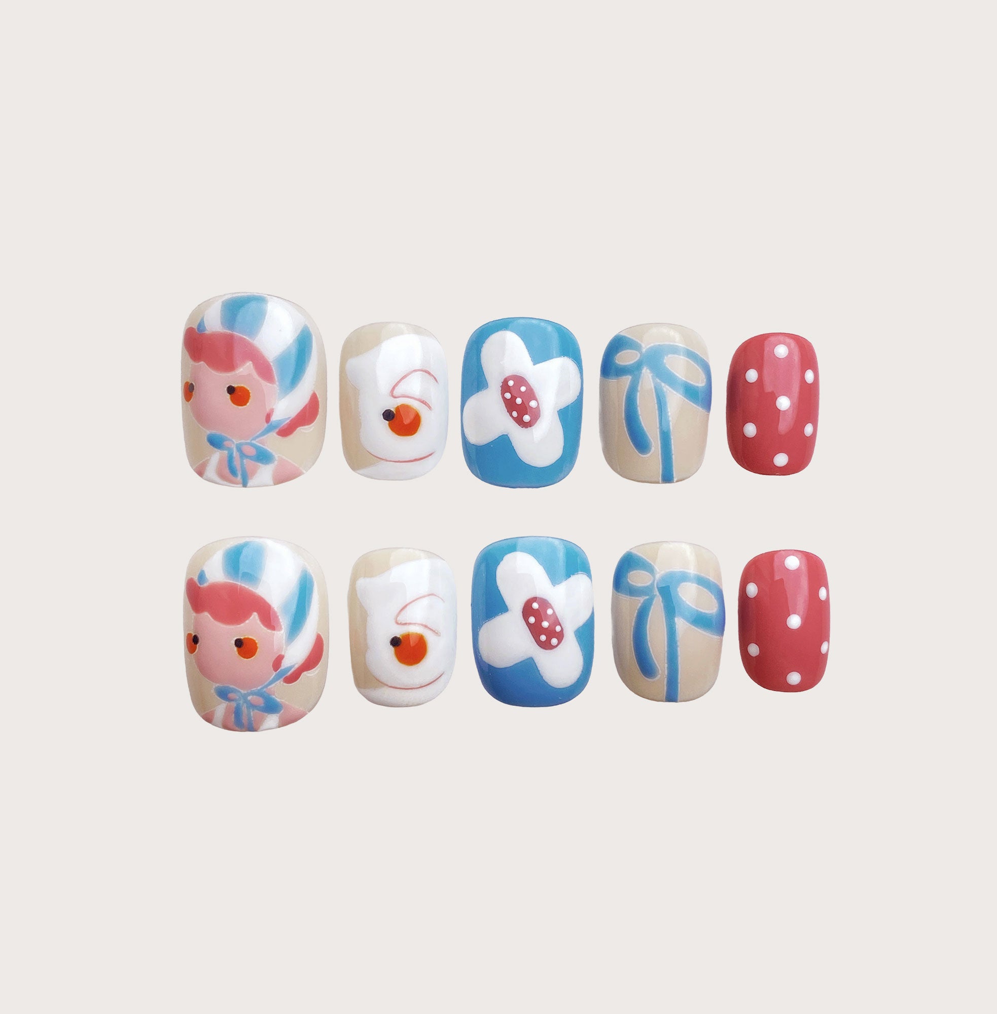 Summer Time - Handmade Press on Nails by Clawcreature - Handmade Press - on Nails