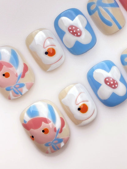 Summer Time - Handmade Press on Nails by Clawcreature - Handmade Press - on Nails