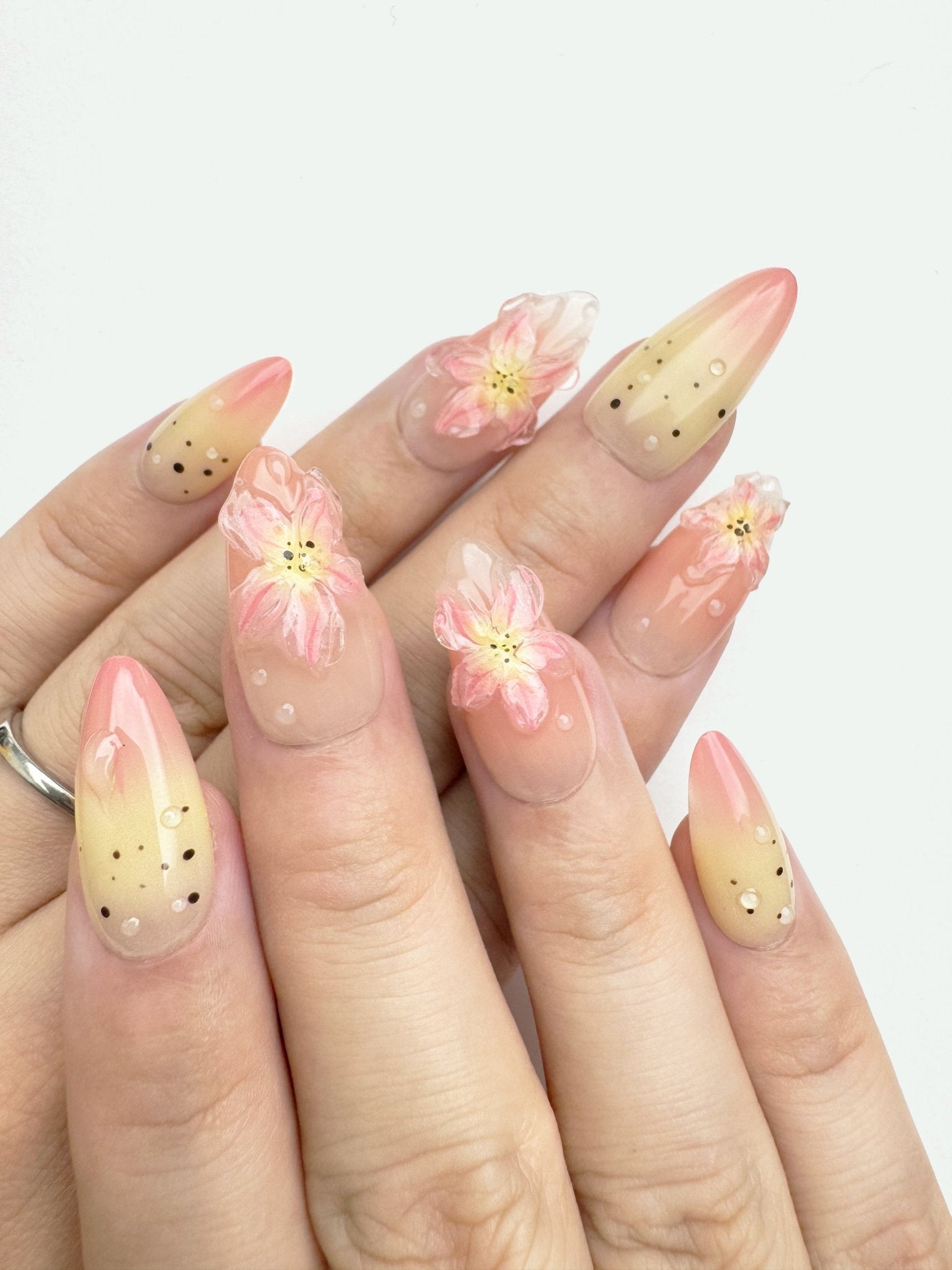 Sunset Bloom - Handmade Press on Nails by Clawcreature - Handmade Press - on Nails